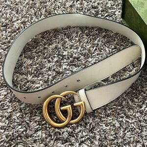 White Gucci Marmont Wide Belt
